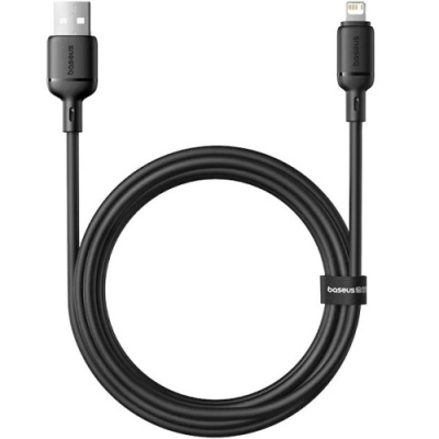 кабель baseus silky series fast charging usb - lightning 2.4a/1m (p10377702113-00) (black) 