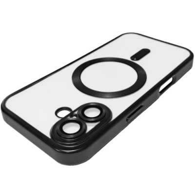 Купить чохол tpu metallic full camera with magsafe для apple iphone 16 plus (matte black) онлайн