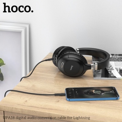 кабель aux hoco upa18 3.5mm(male) - lightning(male) 1m (чорний) 