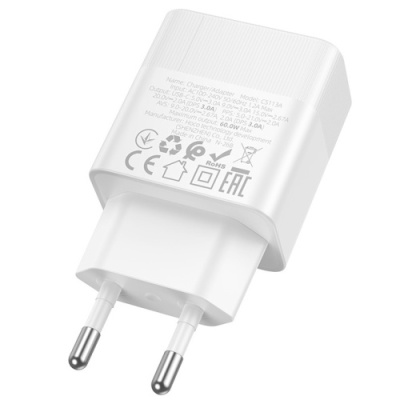 мережевий зарядний пристрій hoco cs113a 1type-c/40w/pd (білий) 