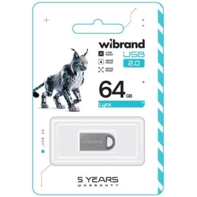 usb флеш-накопичувач wibrand 64gb lynx (срібло) 