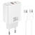 мережевий зарядний пристрій xo ce42 1usb/18w/qc3.0 + 1type-c/30w/pd + (type-c - type-c) (бiлий) 