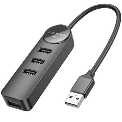 usb hub borofone dh5 erudite 4-in-1 (usb to usb3.0+usb2.0*3) 0.2m (чорний) 