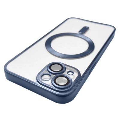 Купить чохол tpu metallic full camera with magsafe для apple iphone 14 (matte dark blue) онлайн