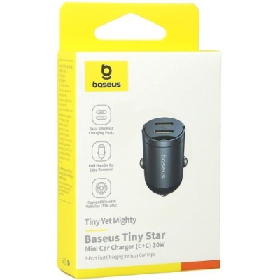 Автомобільний Зарядний Пристрій Baseus Tiny Star Mini Car (C00035001121-03) 2Type-C/30W/PD (black)
