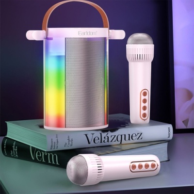 портативна колонка-караоке earldom et-a32 bt5.1 /2 karaoke microphones/rgb lights pink 