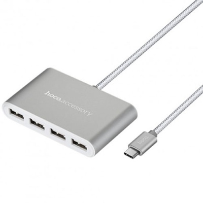 usb hub hoco hb3 type-c (сталевий) 