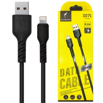 кабель skydolphin s07l tpe high elastic line usb - lightning 2.4a/1m (чорний) 
