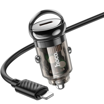 Автомобільний Зарядний Пристрій Hoco Z53 1Type-C/30W/PD + (Type-C - Lightning) (Чорний)
