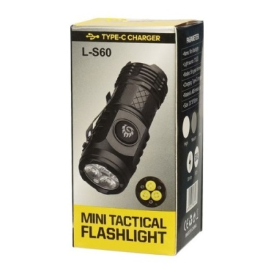 led ліхтарик акумуляторний l-s60 потрійний 600 mah black 
