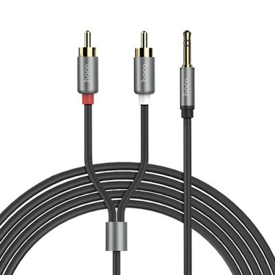 кабель aux hoco upa10 lotus 3.5mm to 2*rca 1.5m (сірий) 