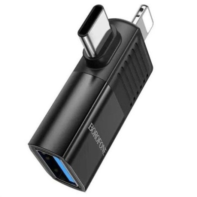 перехідник borofone bv18 lightning - type-c - usb 2.0 (чорний) 
