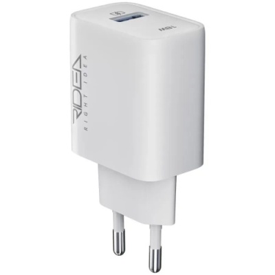мережевий зарядний пристрій ridea rw-18120 rapid 1usb qc 18w (бiлий) 