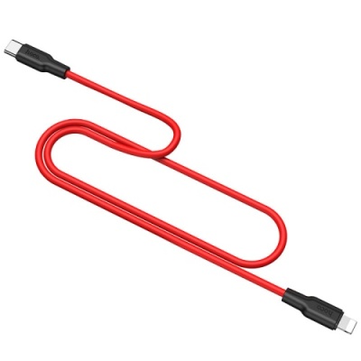 кабель hoco x21 plus silicone (pd) type-c - lightning 20w/3.0a/1m (чорно-червоний) 