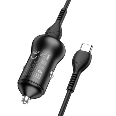 Автомобільний Зарядний Пристрій Hoco NZ5 Smooth road 1USB/30W/QC3.0 + 1Type-C/30W/PD + (Type-C - Type-C) (Чорний)