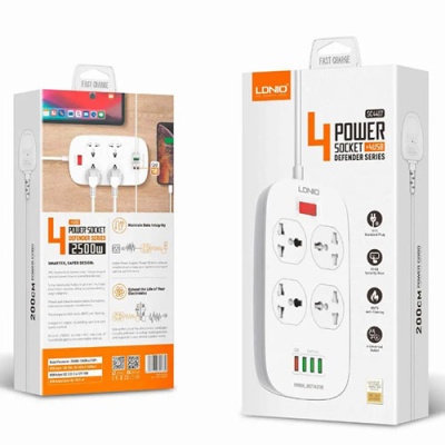 мережевий подовжувач ldnio sc4407 qc3.0 4usb (бiлий) 