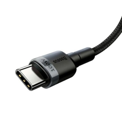 кабель baseus cafule type-c - type-c 100w 5a/2m (catklf-alg1) (black/gray) 