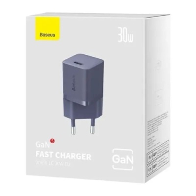 мережевий зарядний пристрій baseus gan5 (ccgn070705) 1type-c/30w/pd (фіолетовий) 