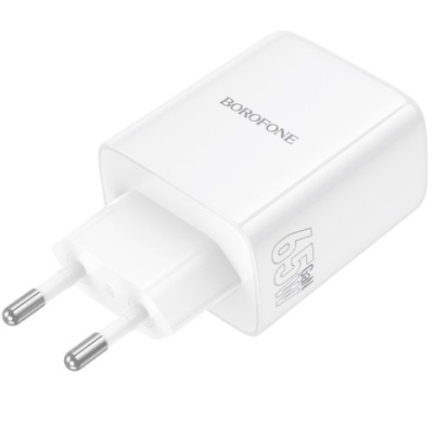 мережевий зарядний пристрій borofone bn32 1usb/18w/qc3.0 + 2type-c/65w/pd (білий) 