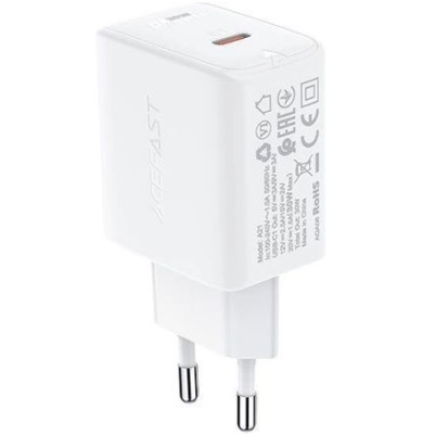 мережевий зарядний пристрій acefast a21 pd30w (1type-c) (білий) 