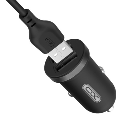 Автомобільний Зарядний Пристрій XO TZ08 2USB/2.1A + (USB - MicroUSB) (Чорний)