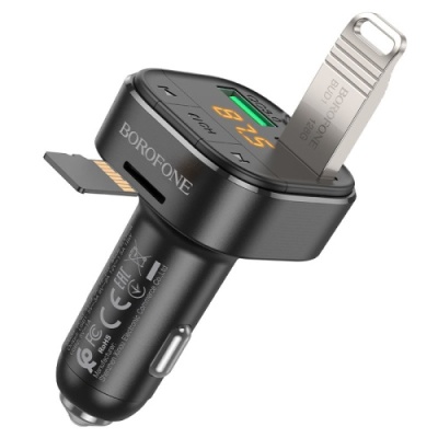 FM Модулятор Borofone BC43 QC 3.0+ 18W (Чорний)