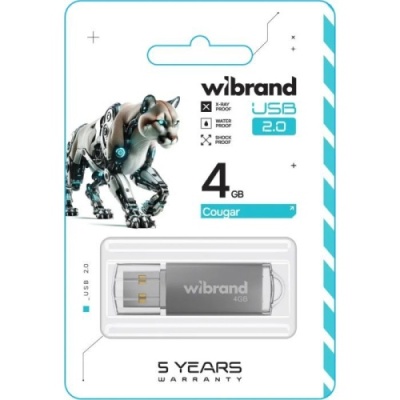 usb флеш-накопичувач wibrand 4gb cougar (срібло) 
