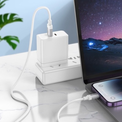кабель borofone bx108 silicone usb - lightning 2.4a/1m (білий) 