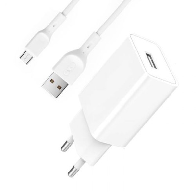 мережевий зарядний пристрій skydolphin sc36v 1usb/2.4a + (usb - microusb) (білий) 