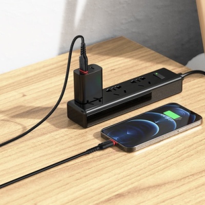 кабель hoco x59 victory usb - lightning 2.4a/1m (чорний) 