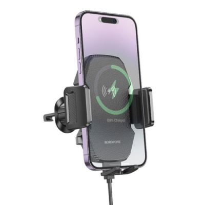 Автотримач Borofone BH213 Air Outlet Wireless Charger 15W (Чорний)