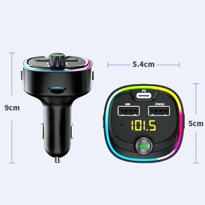 FM Модулятор SkyDolphin SZ21 Aluminium/Bluetooth/TF Card/LED/2USB/3.1A/18W (Чорний)