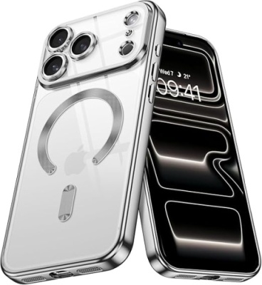 Купить чохол tpu metallic full camera with magsafe для apple iphone 17 pro max (matte silver) онлайн