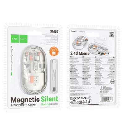 мишка бездротова hoco gm35 general dual-mode silent (battery version) (білий) 