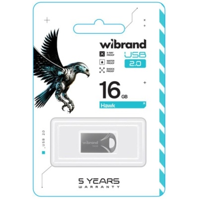 usb флеш-накопичувач wibrand 16gb hawk (срібло) 