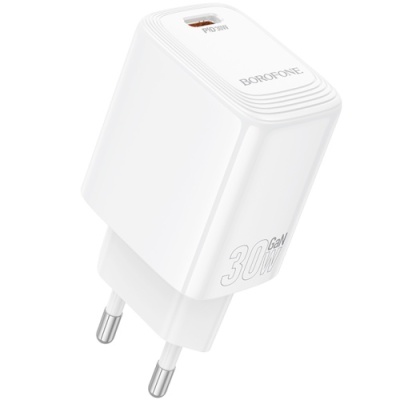 мережевий зарядний пристрій borofone bn28 1type-c/30w/pd (білий) 