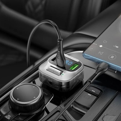 FM Модулятор Hoco E75 Bravery PD30W+QC3.0 car BT FM transmitter (Чорний)
