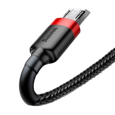 кабель baseus cafule usb - microusb 2.4a/0.5m (camklf-a91) (black-red) 