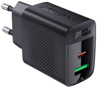 мережевий зарядний пристрій acefast a78 pd20w (1usb/1type-c) (чорний) 