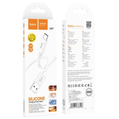 кабель hoco x87 magic silicone usb - microusb 2.4a/1m (білий) 