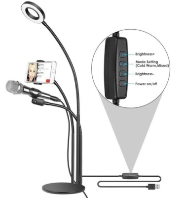 кільцева лампа fill light 3in1 9см настільна (чорний) 