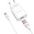 мережевий зарядний пристрій borofone ba20a 1usb/2.1a + (usb - type-c) (білий) 