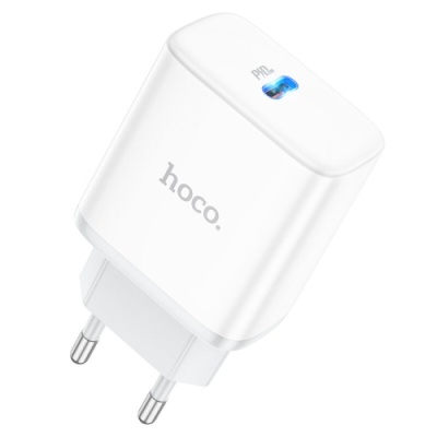 мережевий зарядний пристрій hoco c104a stage single port 1type-c/20w/pd (білий) 