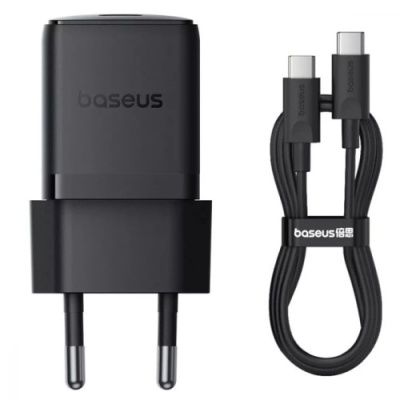 мережевий зарядний пристрій baseus palm fast charger (p10111605113-01) 1type-c/30w/pd +(type-c - type-c 60w) (чорний) 