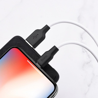 кабель hoco x21 plus silicone usb - lightning 2.4a/1m (чорно-білий) 