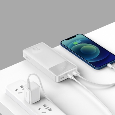 додаткова батарея power bank baseus bipow digital display 15w 20000mah overseas edition white (ppbd050102) 