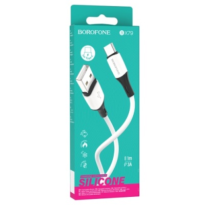 кабель borofone bx79 silicone usb - type-c 3.0a/1m (білий) 