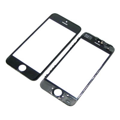 скло тачскріна для apple iphone 5s чорне з рамкою и oca плівкою high copy