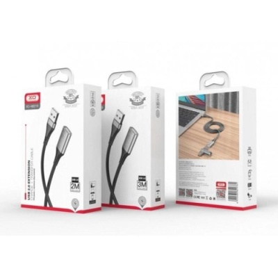 подовжувач xo usb nb219 usb male to usb female (2м) (чорний) 