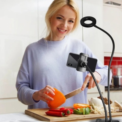 кільцева лампа fill light 2in1 9см на прищепці (чорний) 